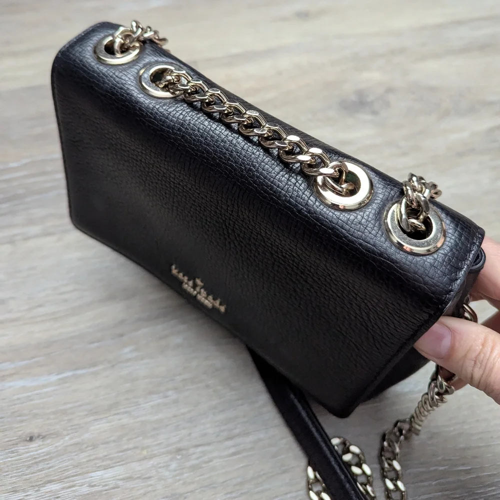KATE SPADE Black Leather New York Briar Lane Emelyn Chain Crossbody Shoulder Bag